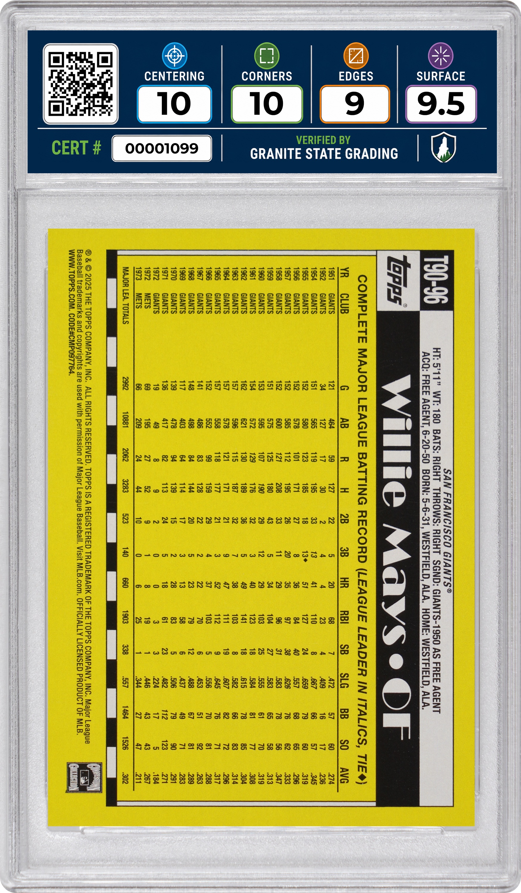 Back slab image for cert 00001099