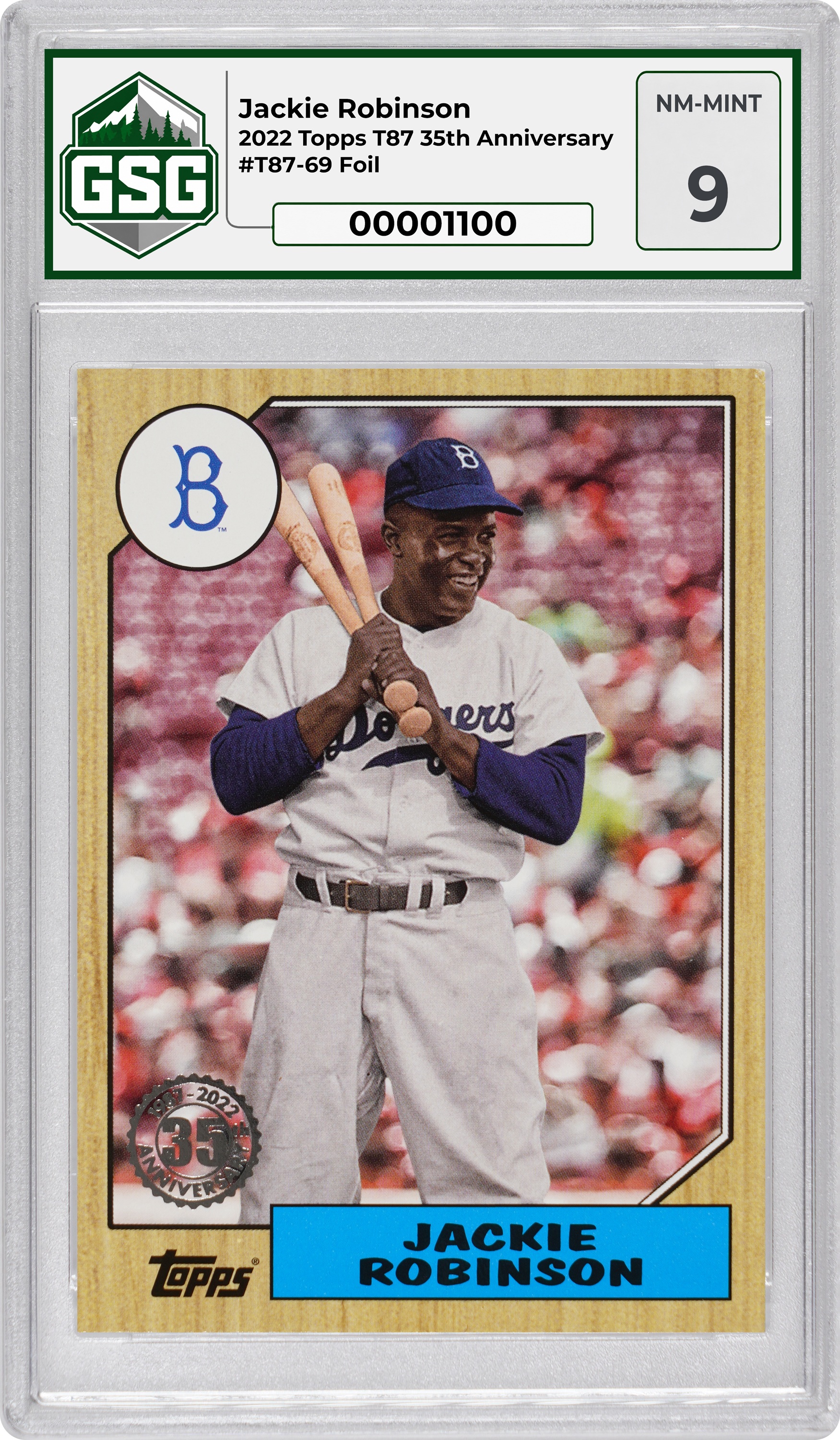 Front slab for Jackie Robinson
2022 Topps T87 35th Anniversary
#T87-69 Foil